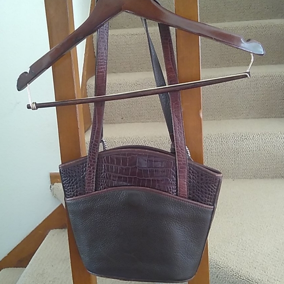 Brighton Two Tone Brown Shoulder Purse. - Picture 4 of 8